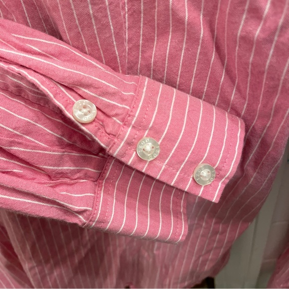 Izod Button Down Shirt Blouse Pink Striped Sz Small - Picture 3 of 11